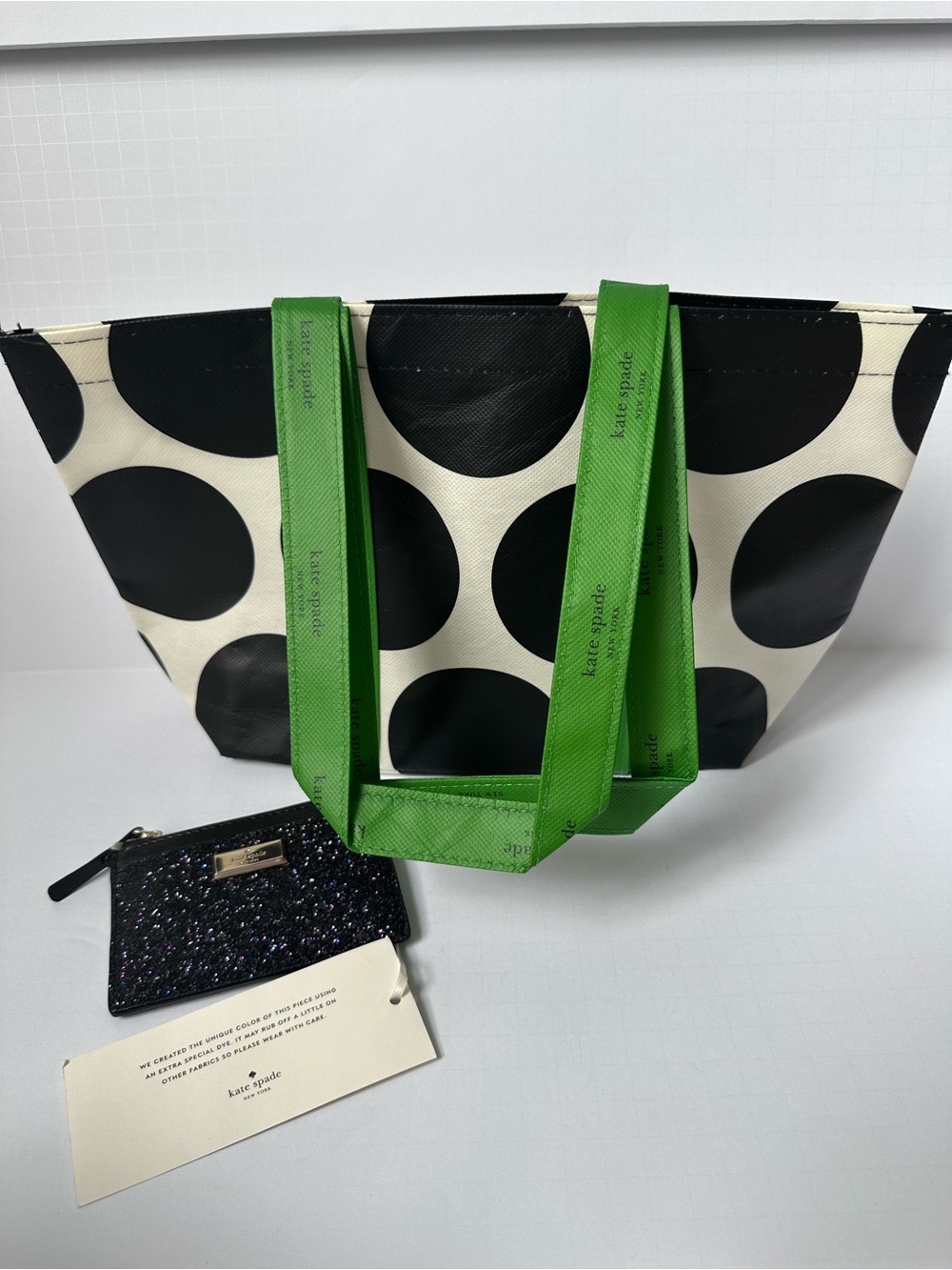Kate Spade Sunset Lane Glitter Card Holder with Kate Spade Reusable Logo Bag